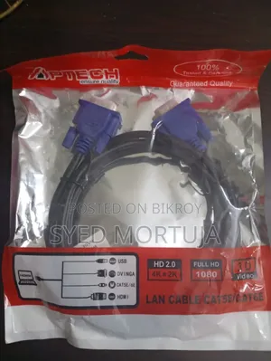 Aptech Vga Cable Male To Male | Full Hd 1080p | Brand New