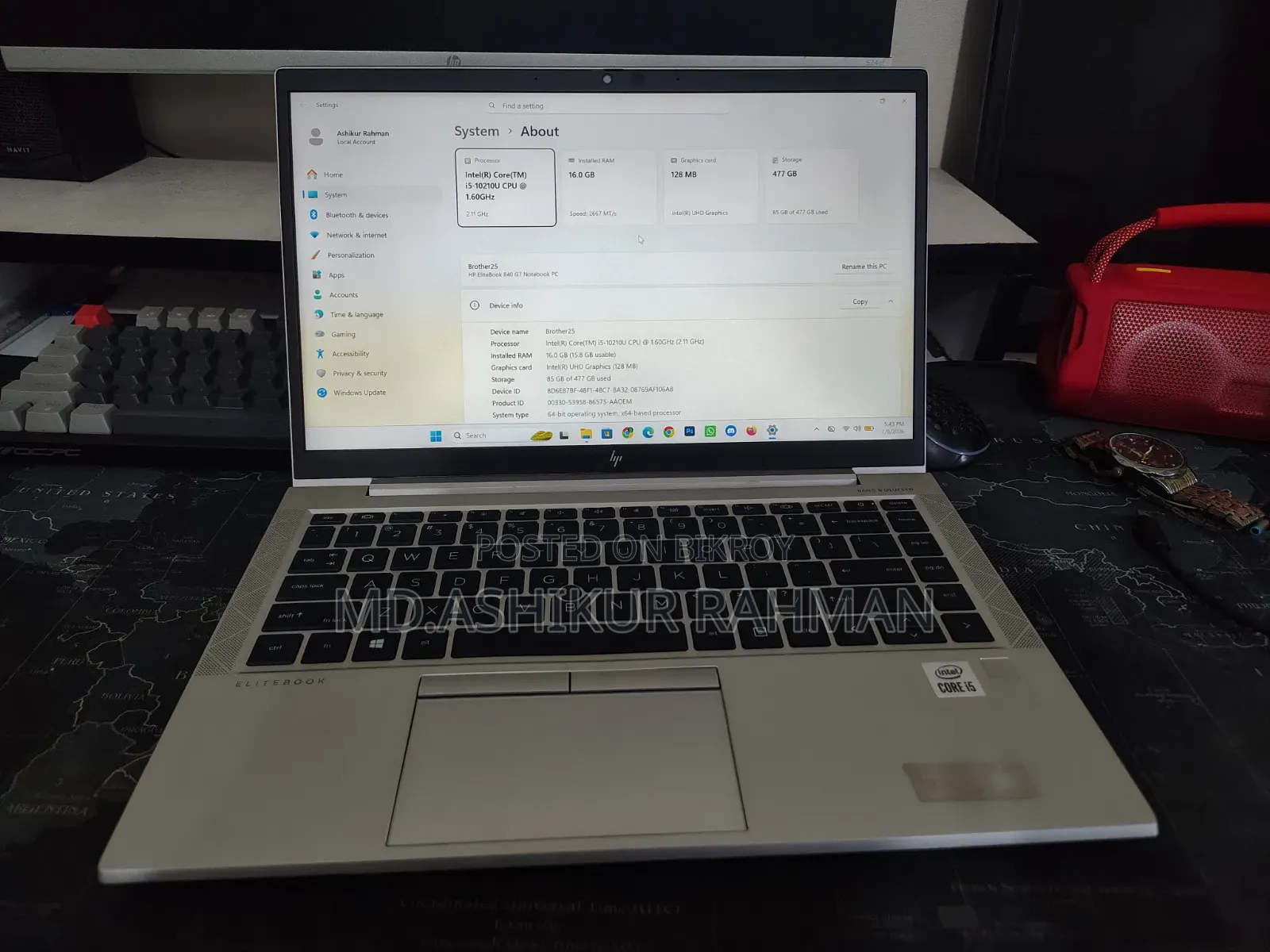 Laptop HP EliteBook 840 G7 16GB Intel Core I5 SSD 512GB