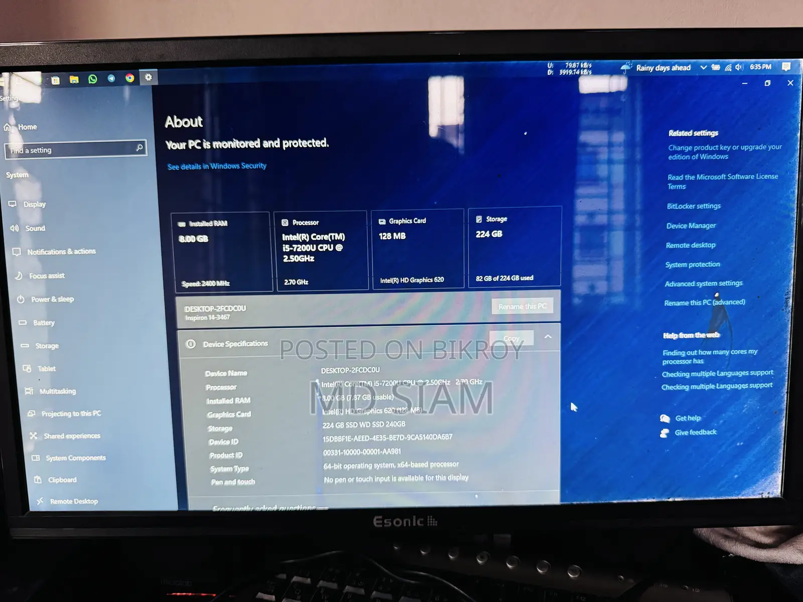 Laptop Dell Inspiron 14 8GB Intel Core I5 SSD 256GB