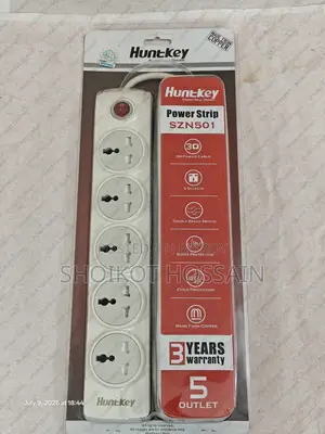 Huntkey Szn501 ৫ পোর্ট কপার বার ইউনিভার্সাল পাওয়ার স্ট্রিপ / মাল্টিপ্লাগ