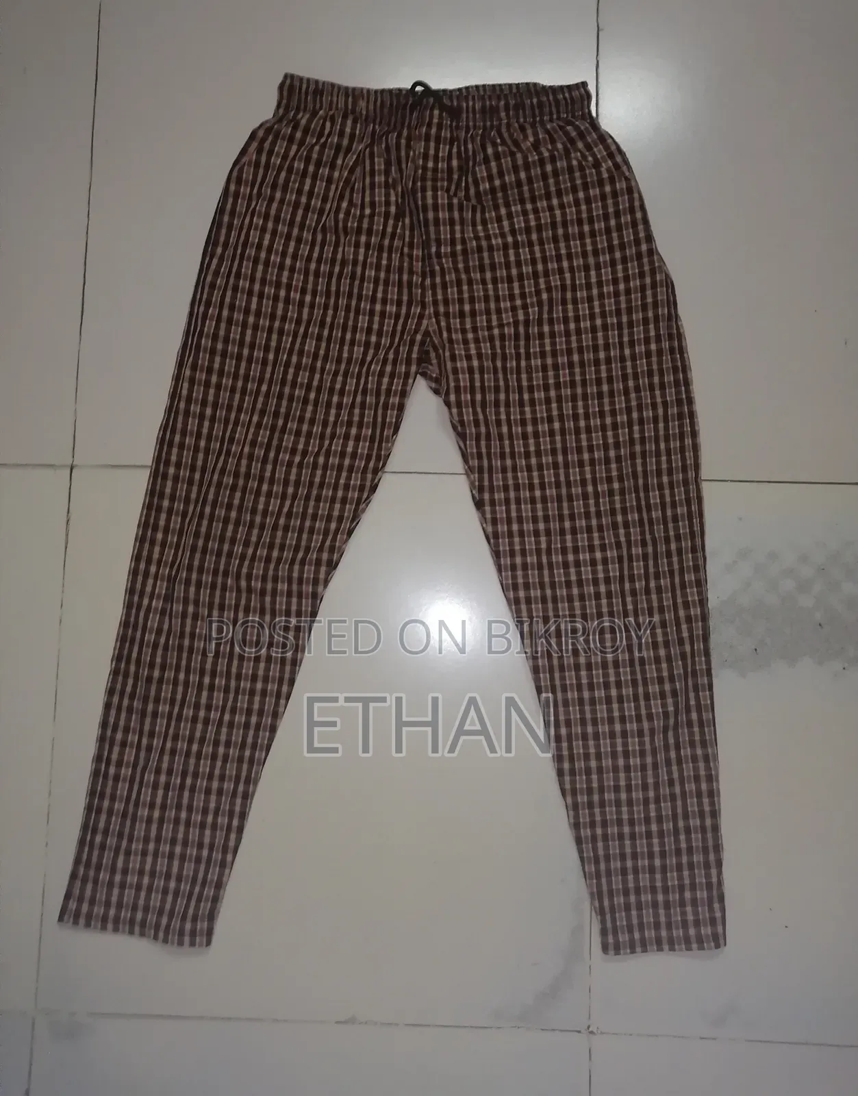 Men's Cotton Check Pajama / Lounge Pant – Size 34–36 – Good Condition
