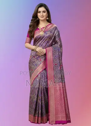 তানাবানা কাতান শাড়ি – সাথে ম্যাচিং ব্লাউজ পিস