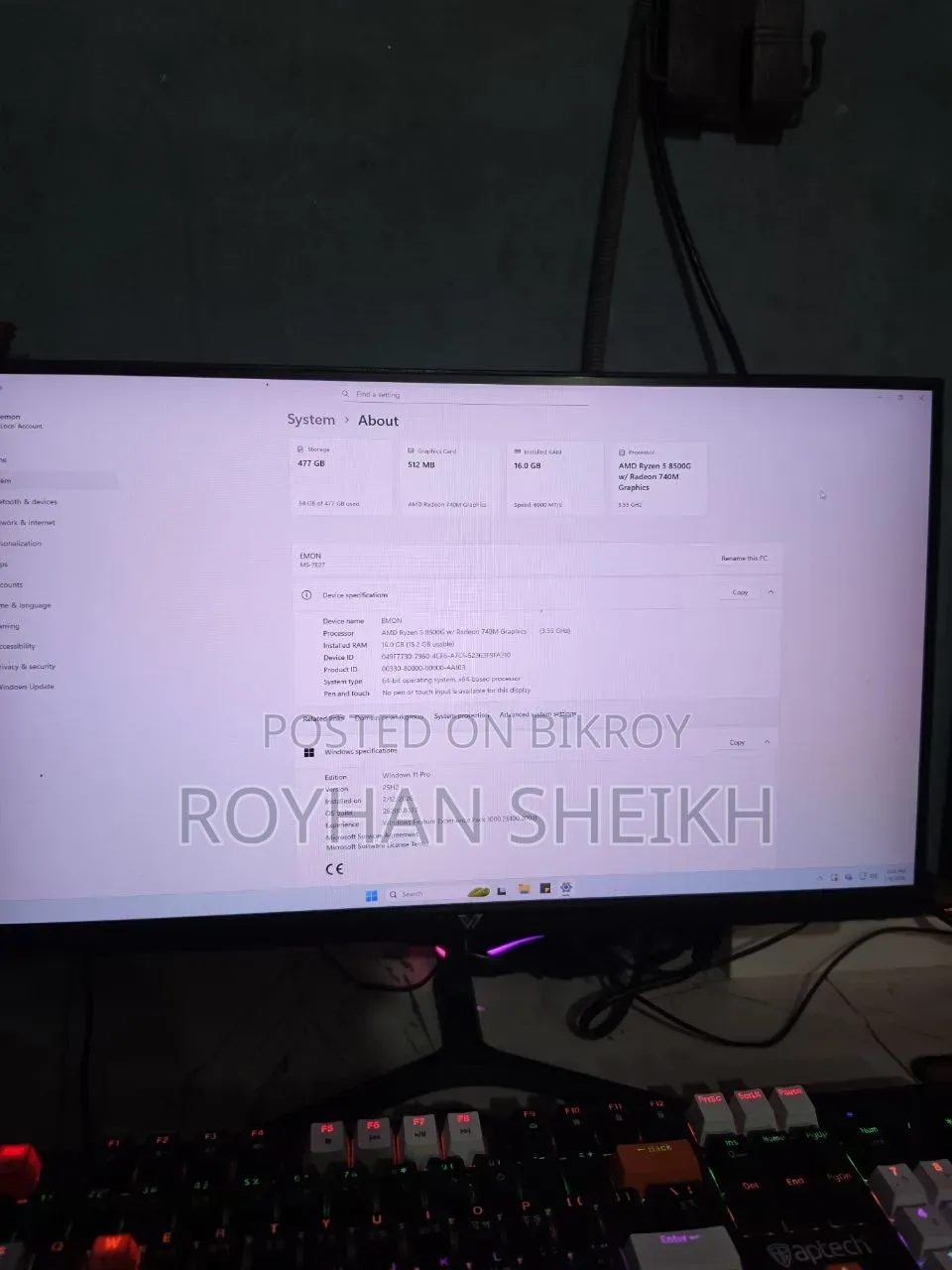 Desktop Computer MSI 16GB AMD Ryzen 7 SSD 512GB