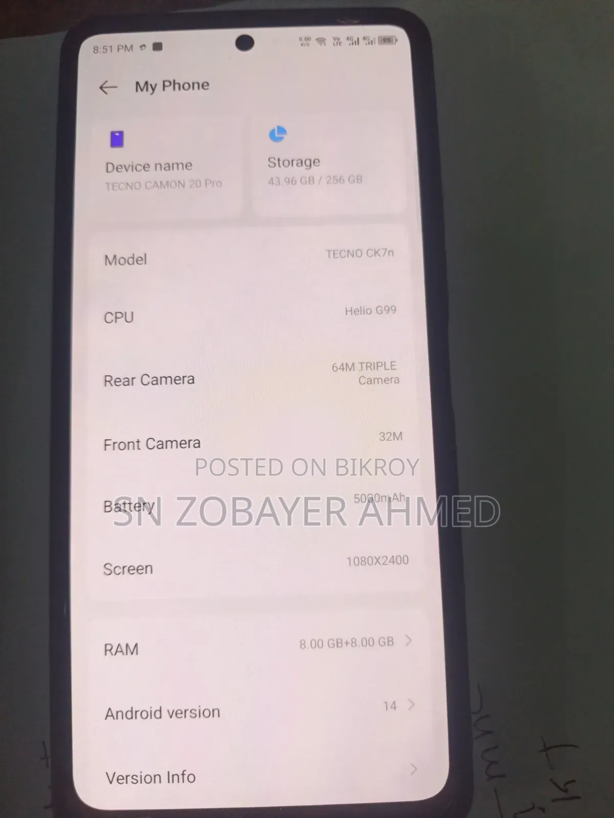 New Tecno Camon 20 Pro 256 GB Black