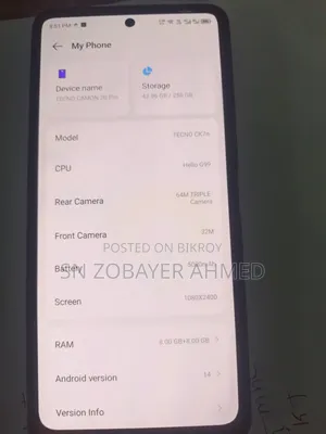 New Tecno Camon 20 Pro 256 GB Black