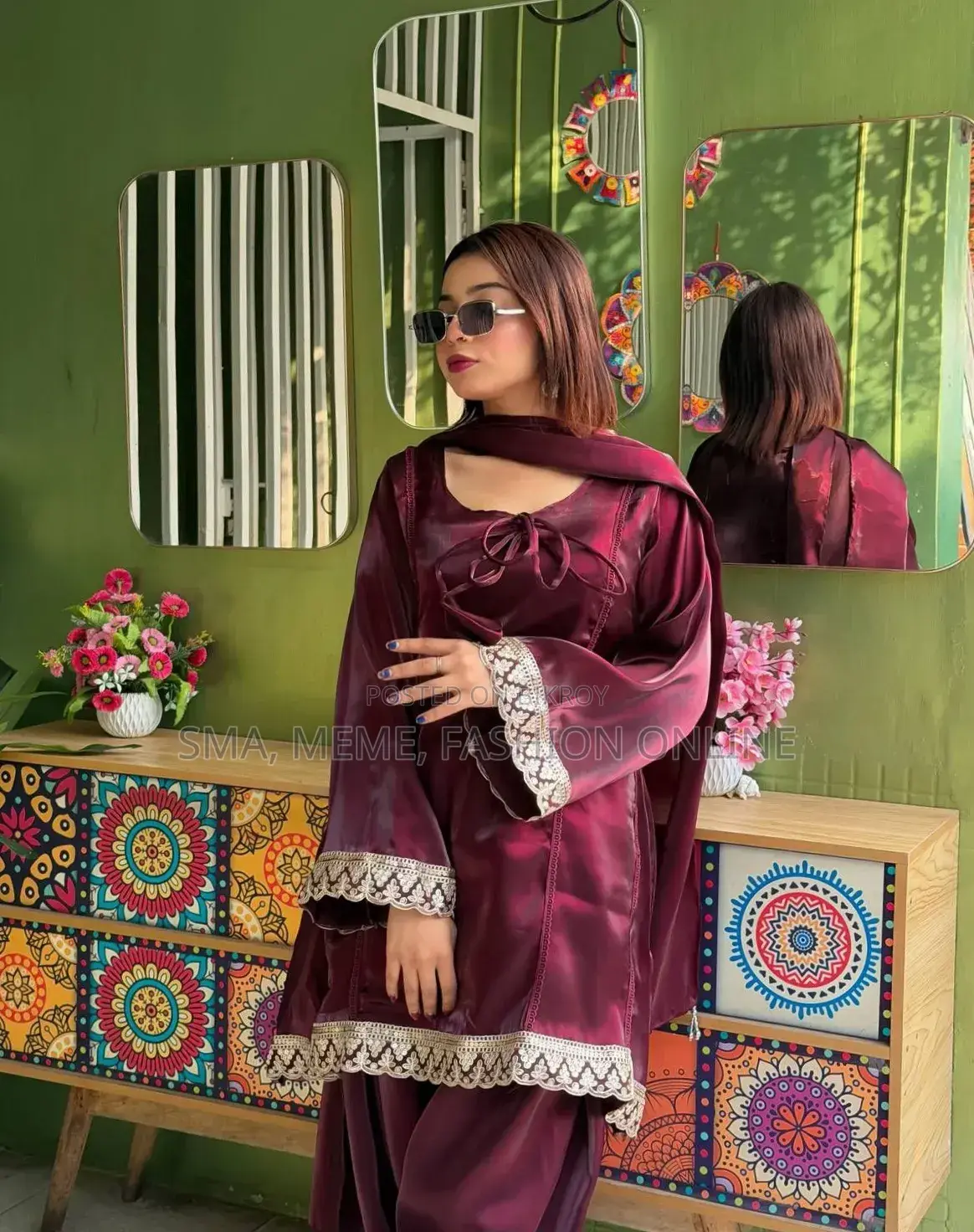 সামুসিল্ক থ্রি পিস গাউন
