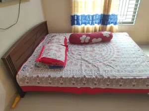Hatil King Size Bed with Mattress, 7ft Wardrobe, and Dressing Table for Sale