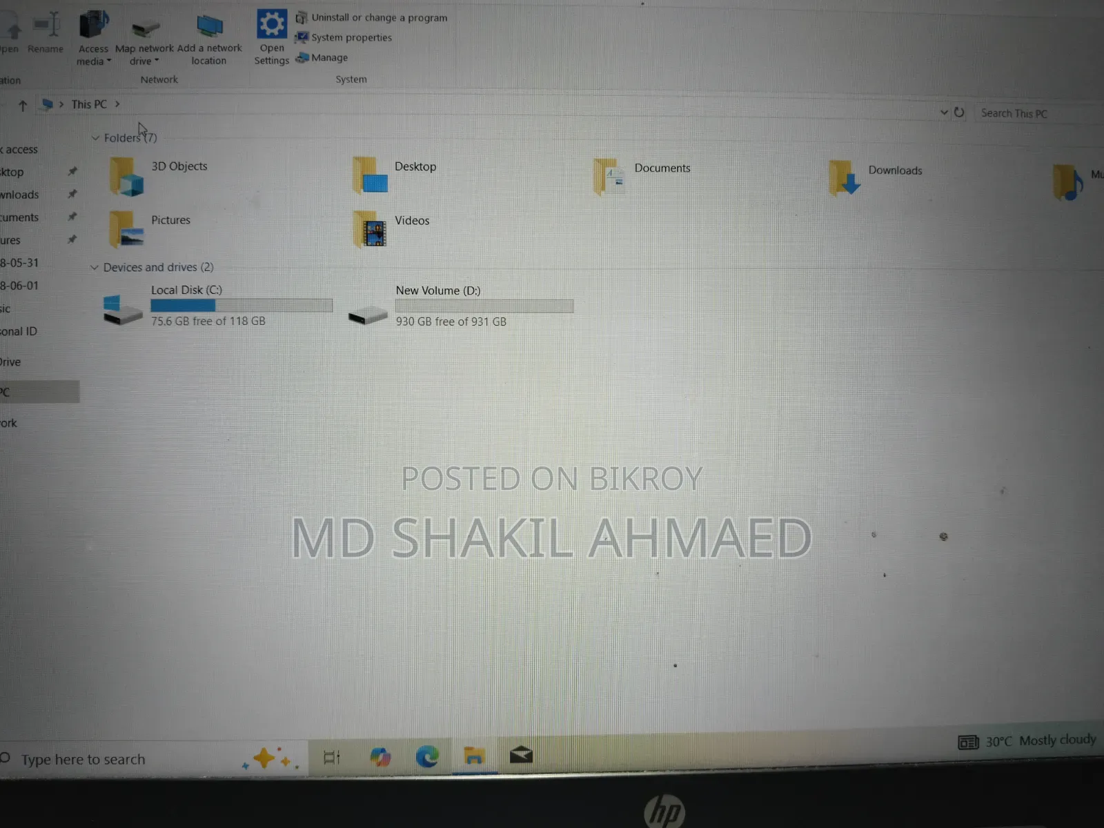 Laptop HP 15S 4GB Intel Core I3 SSD 128GB