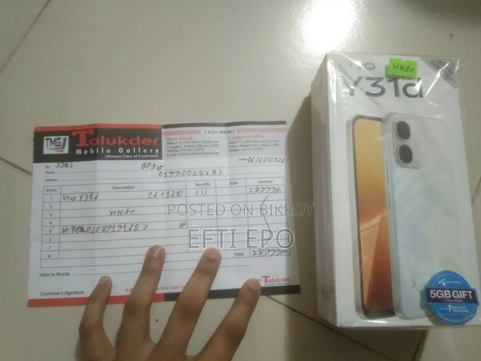 New Vivo Y31d 128 GB White