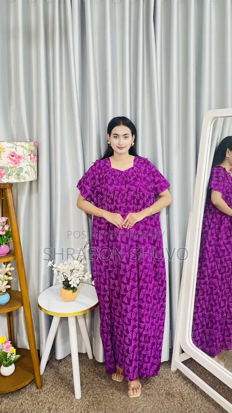 সুতি ব্লক ফ্রেল মেক্সি অফার প্রাইজ৩৫০টাকা লং ৫২-৫৩ বডি ৪৮-৪৯হাতা ৭-৮