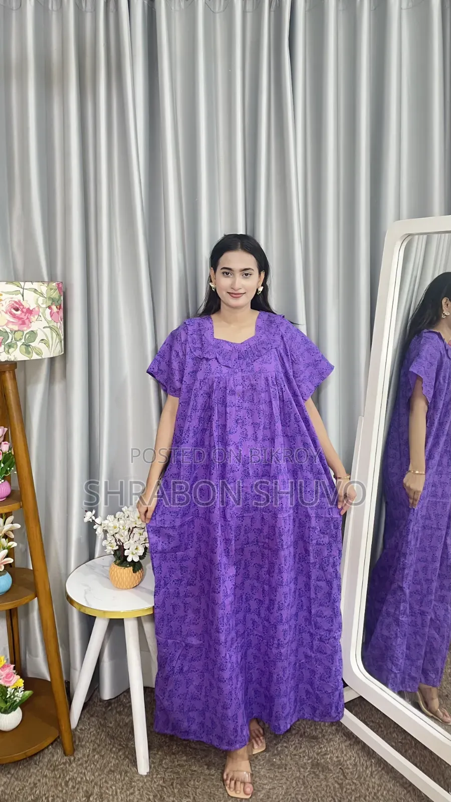 সুতি ব্লক ফ্রেল মেক্সি অফার প্রাইজ৩৫০টাকা লং ৫২-৫৩ বডি ৪৮-৪৯হাতা ৭-৮