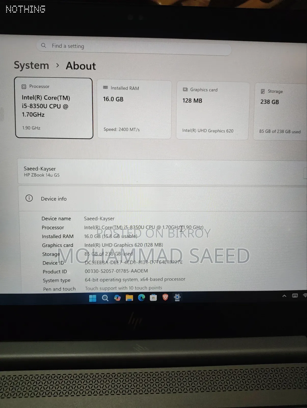 Laptop HP ZBook 14u G5 16GB Intel Core I5 SSD 256GB