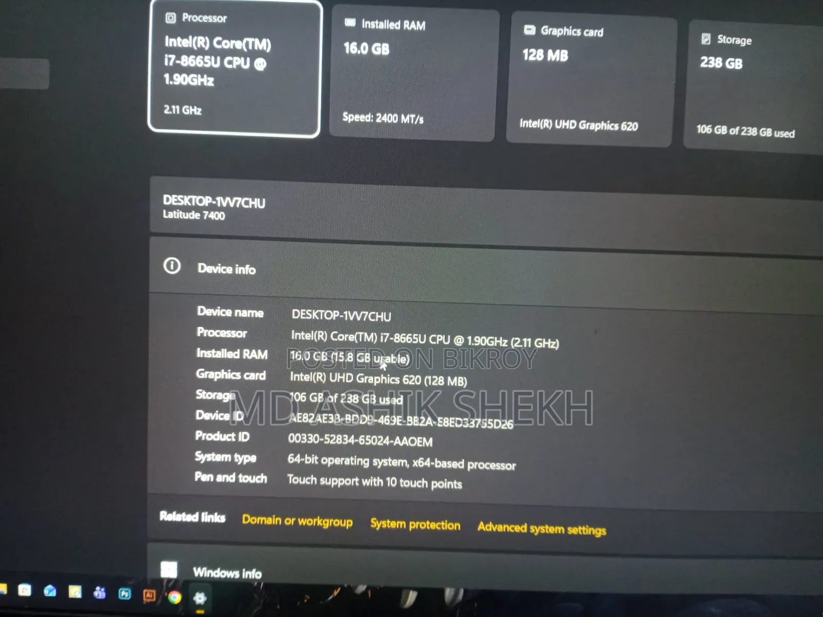 Laptop Dell Latitude 7400 16GB Intel Core i7 SSD 256GB