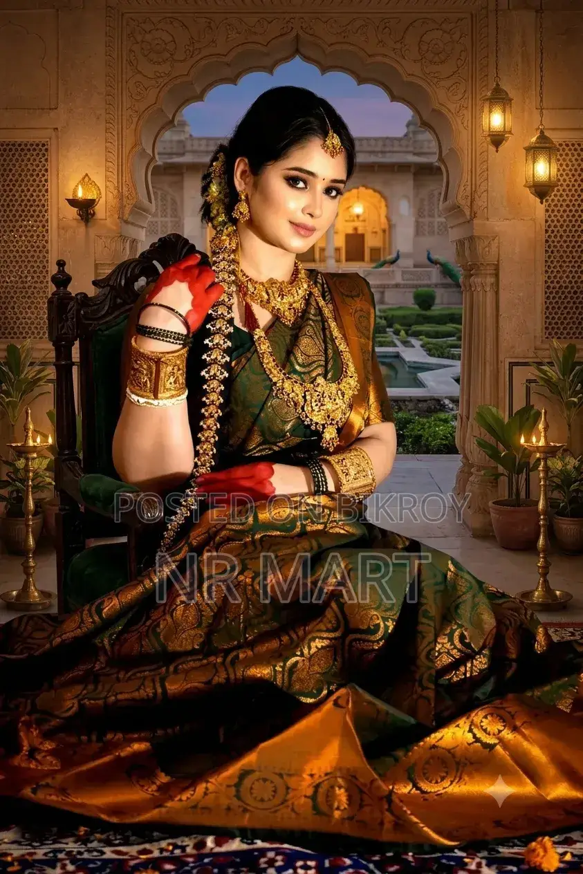 কাঞ্জিভারাম কাতান শাড়ি সাথে ম্যাচিং ব্লাউজ পিস