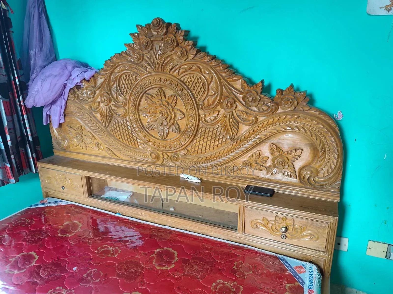 Chittagong Teak Wood 6ft / 7ft Bed with Mattress for Sale