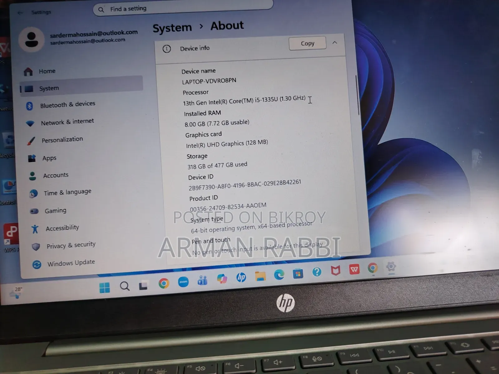 Laptop HP 15 8GB Intel Core I5 SSD 500GB