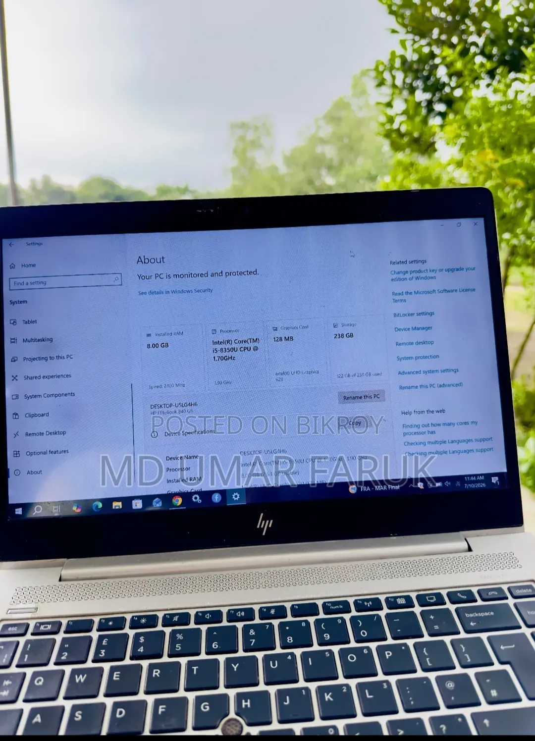 Laptop HP EliteBook 840 G6 8GB Intel Core i5 SSD 256GB