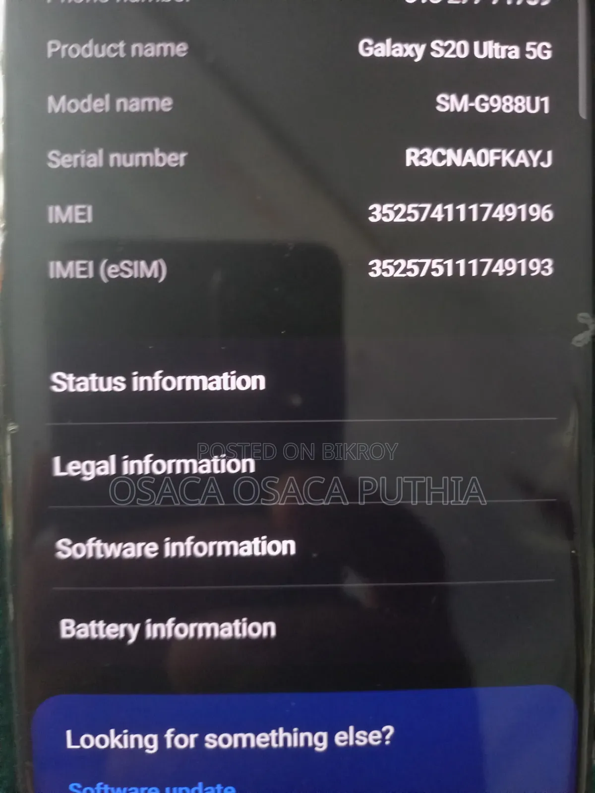 Samsung Galaxy S20 Ultra 5G 256 GB Blue