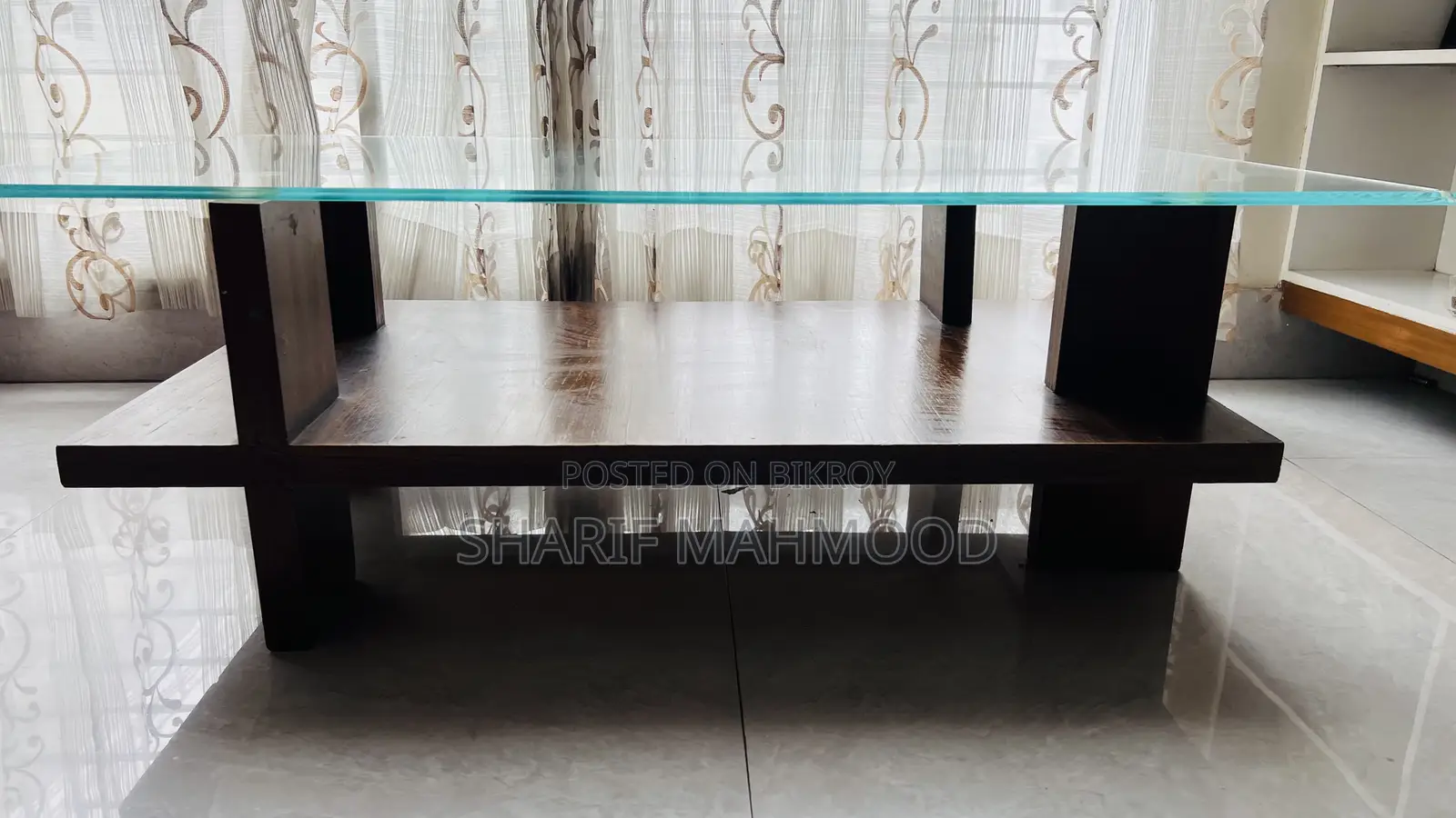 Glass Top Double Shelf Tea Table for Sale