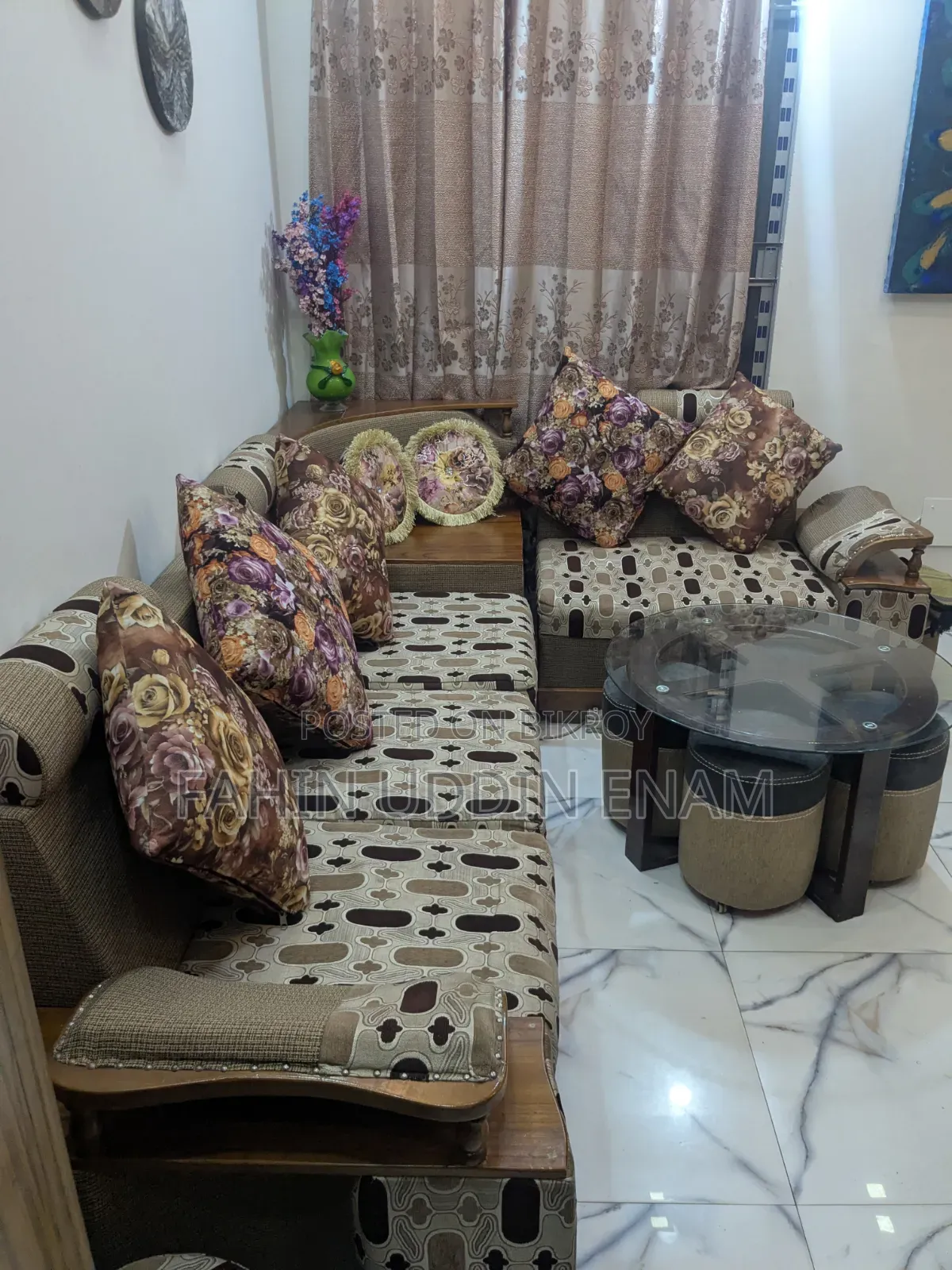 Full Sofa Set With Glass Table