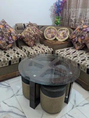 Full Sofa Set With Glass Table
