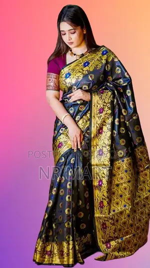  ইন্ডিয়ান ইন্সপায়ার্ড সফট সিল্ক কাতান শাড়ি 