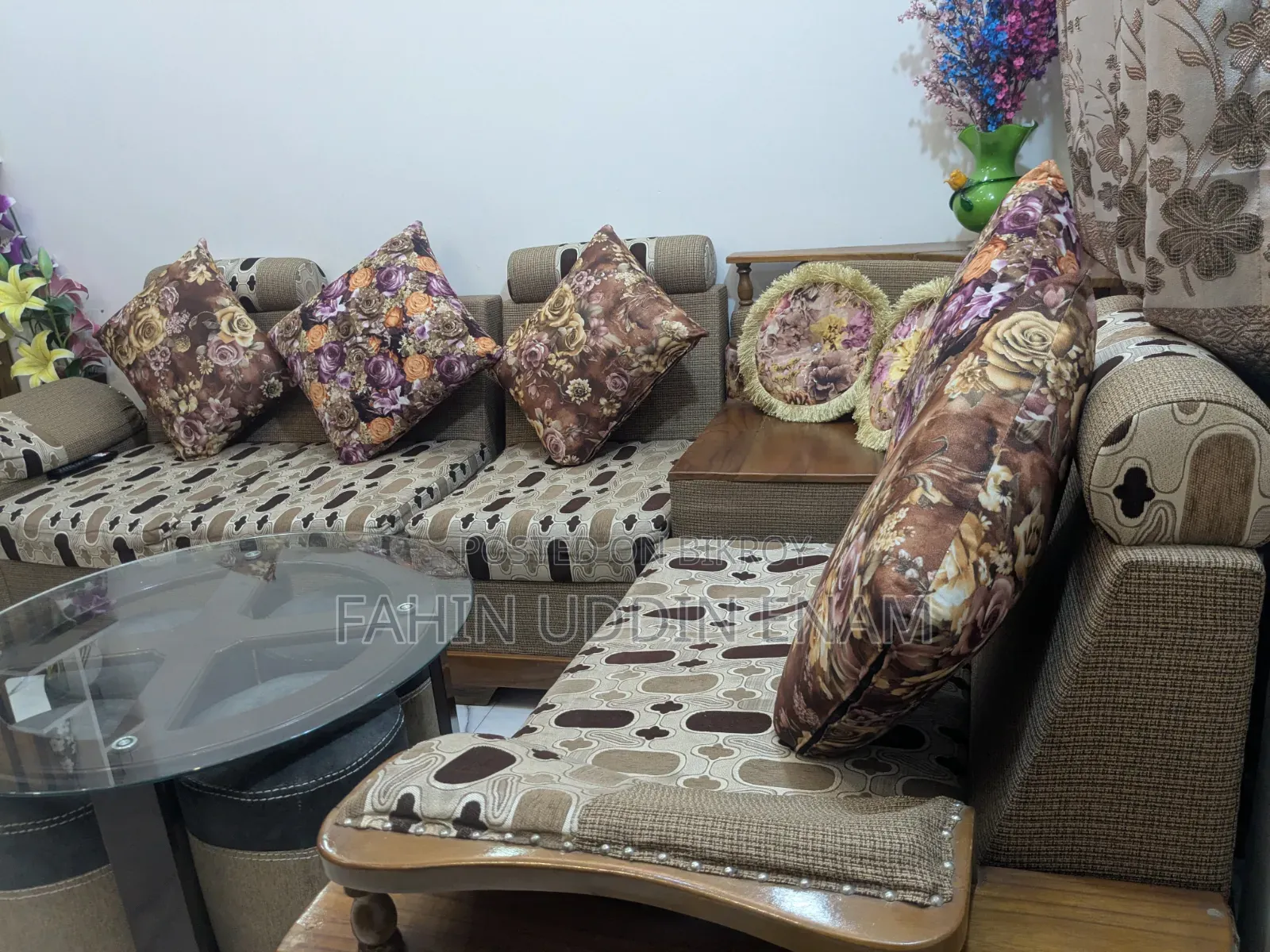 Full Sofa Set With Glass Table