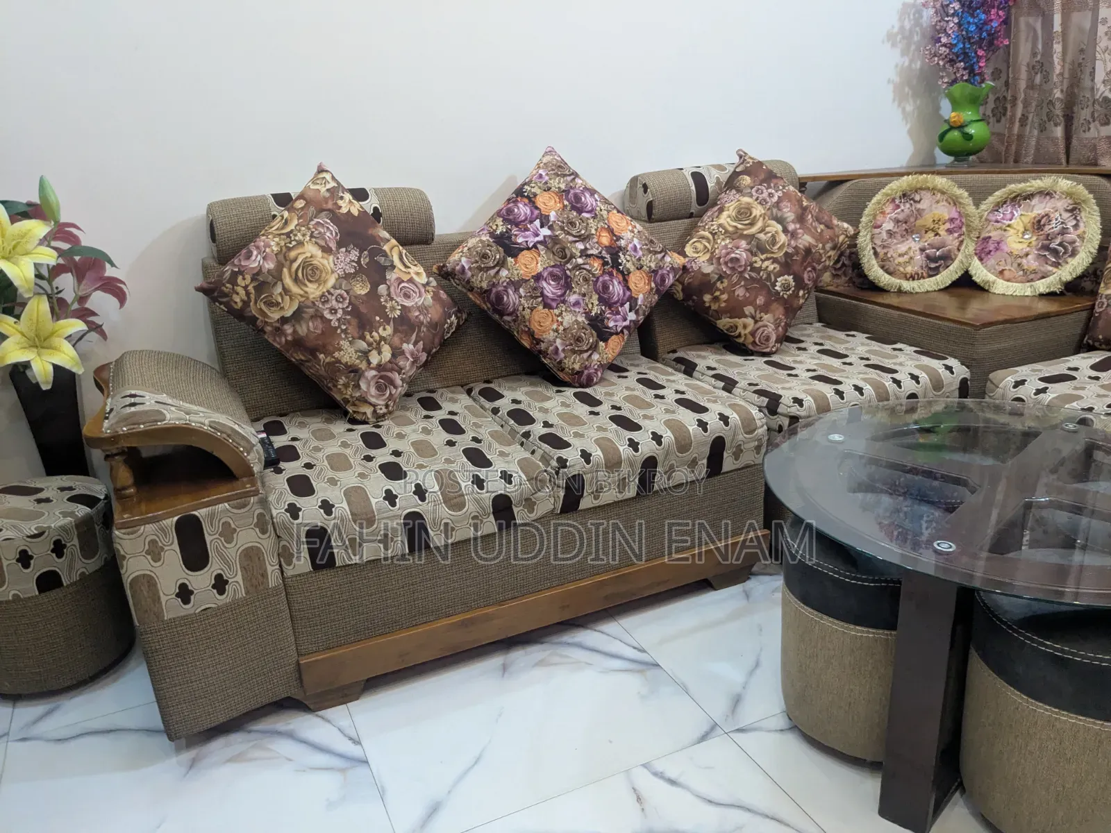 Full Sofa Set With Glass Table