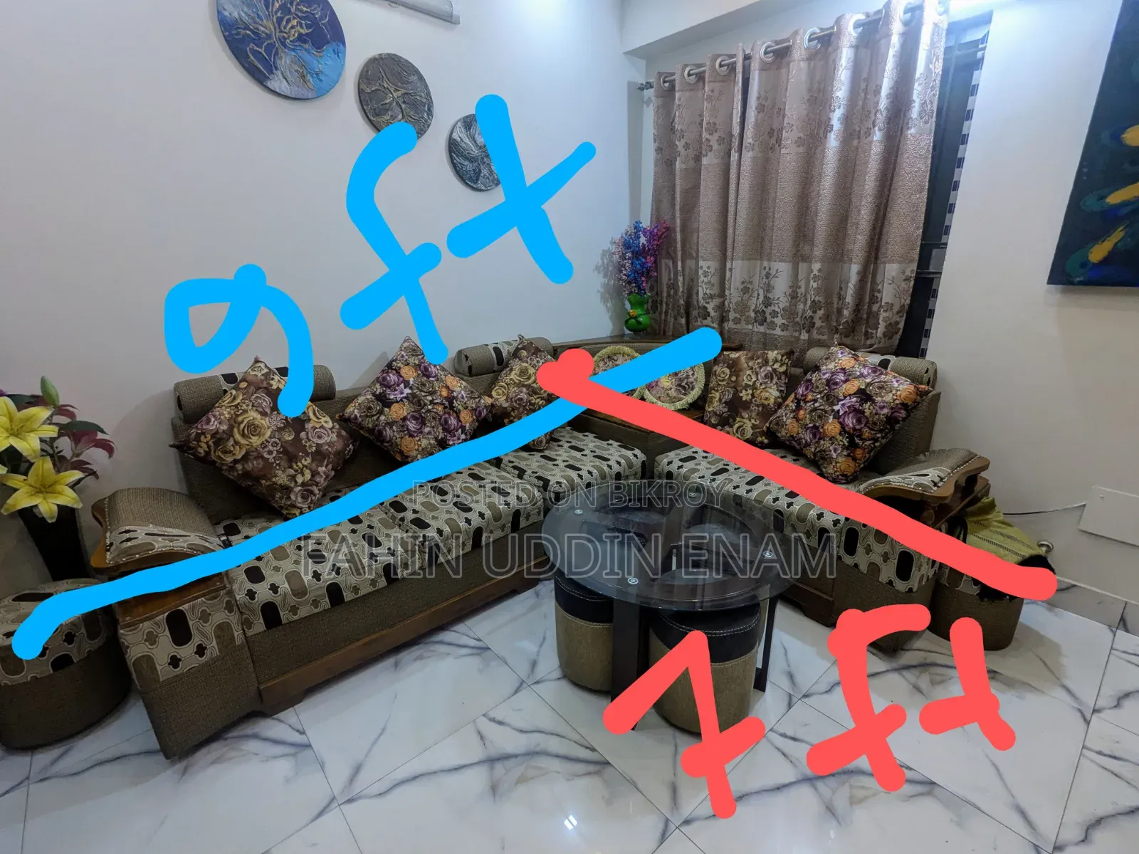 Full Sofa Set With Glass Table