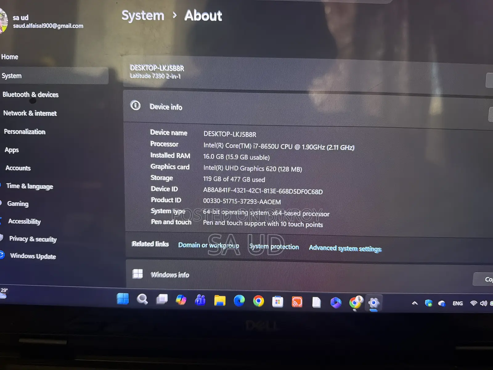 Laptop Dell Latitude 7390 2-in-1 16GB Intel Core I7 HDD 500GB