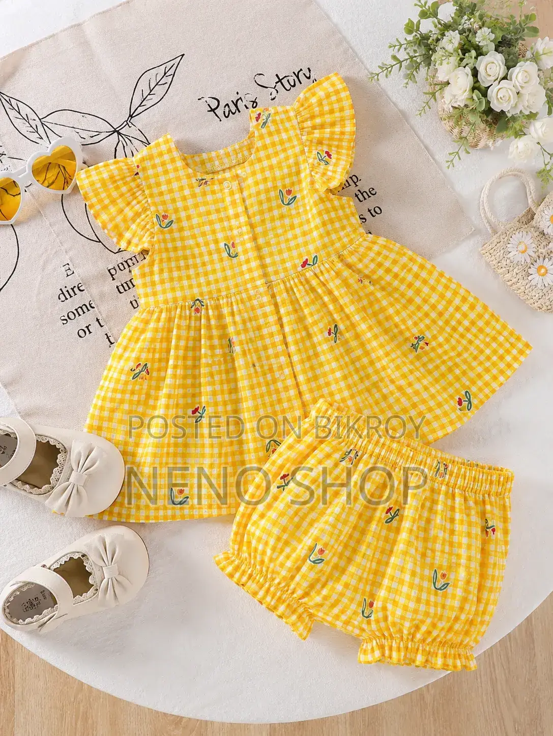 Baby Girl Yellow Floral Dress Pant Set – Pogo (06-36 Months)