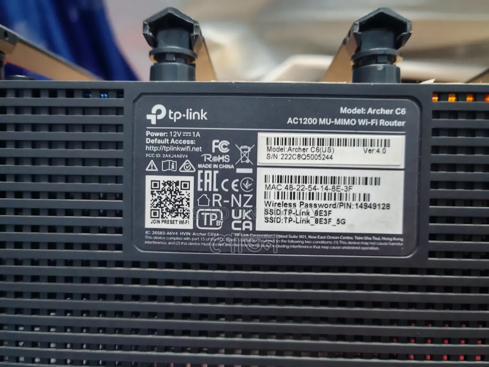 Tp-Link Archer C6 (Us) V4 Ac1200 Gigabit Router [Almost New Condition]