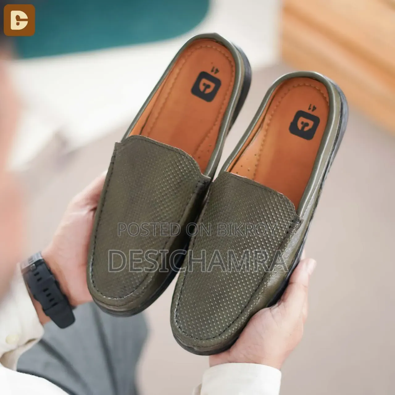 Dice Olive Half Loafer Size 35-46