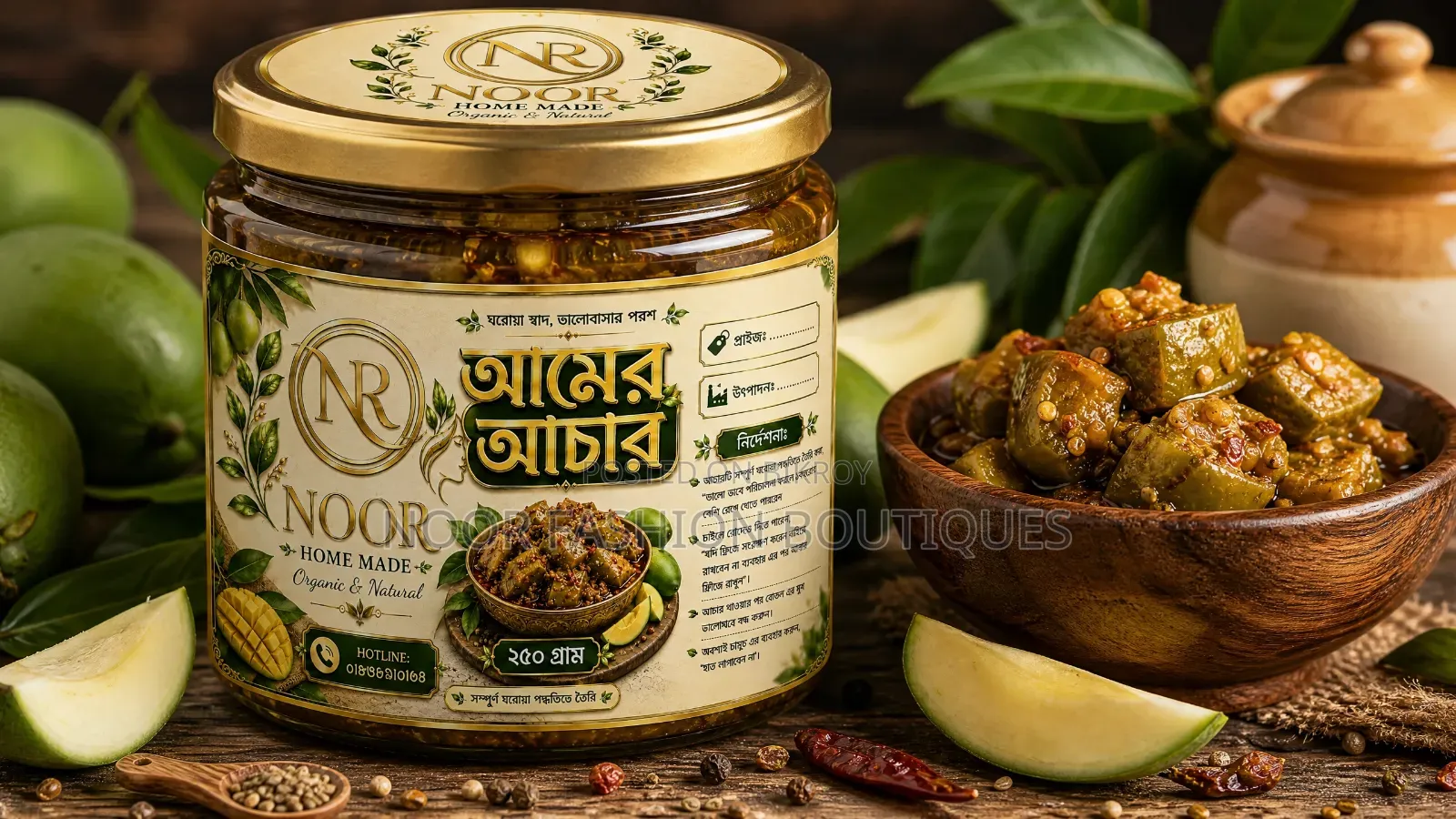 আমের আচার টক-ঝাল-মিষ্টি স্বাদে, হোম-মেড, ২৫০গ্রাম