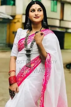 হাফ সিল্ক পদ্ম পাড় শাড়ি