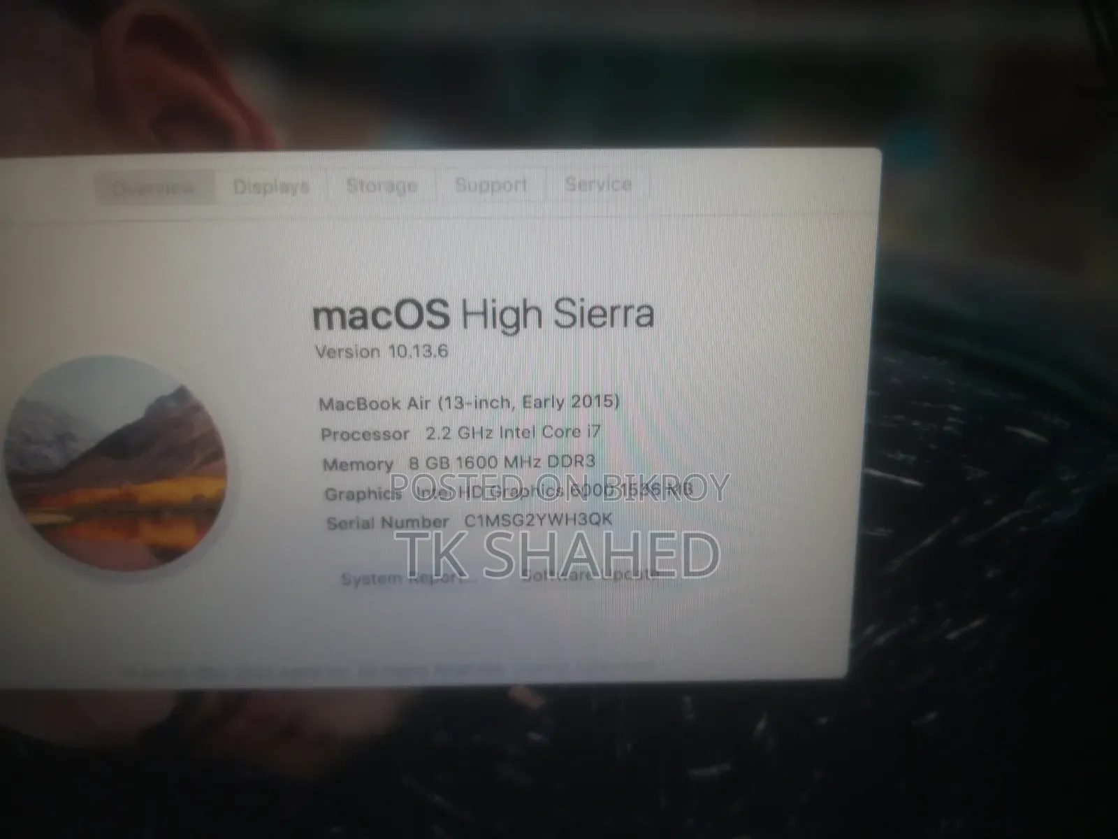 Laptop Apple MacBook Air 8GB Intel Core I7 SSD 256GB