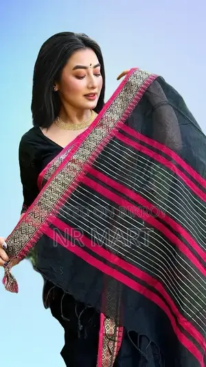 Half Silk Nakshi Border Saree with separate blouse piece L