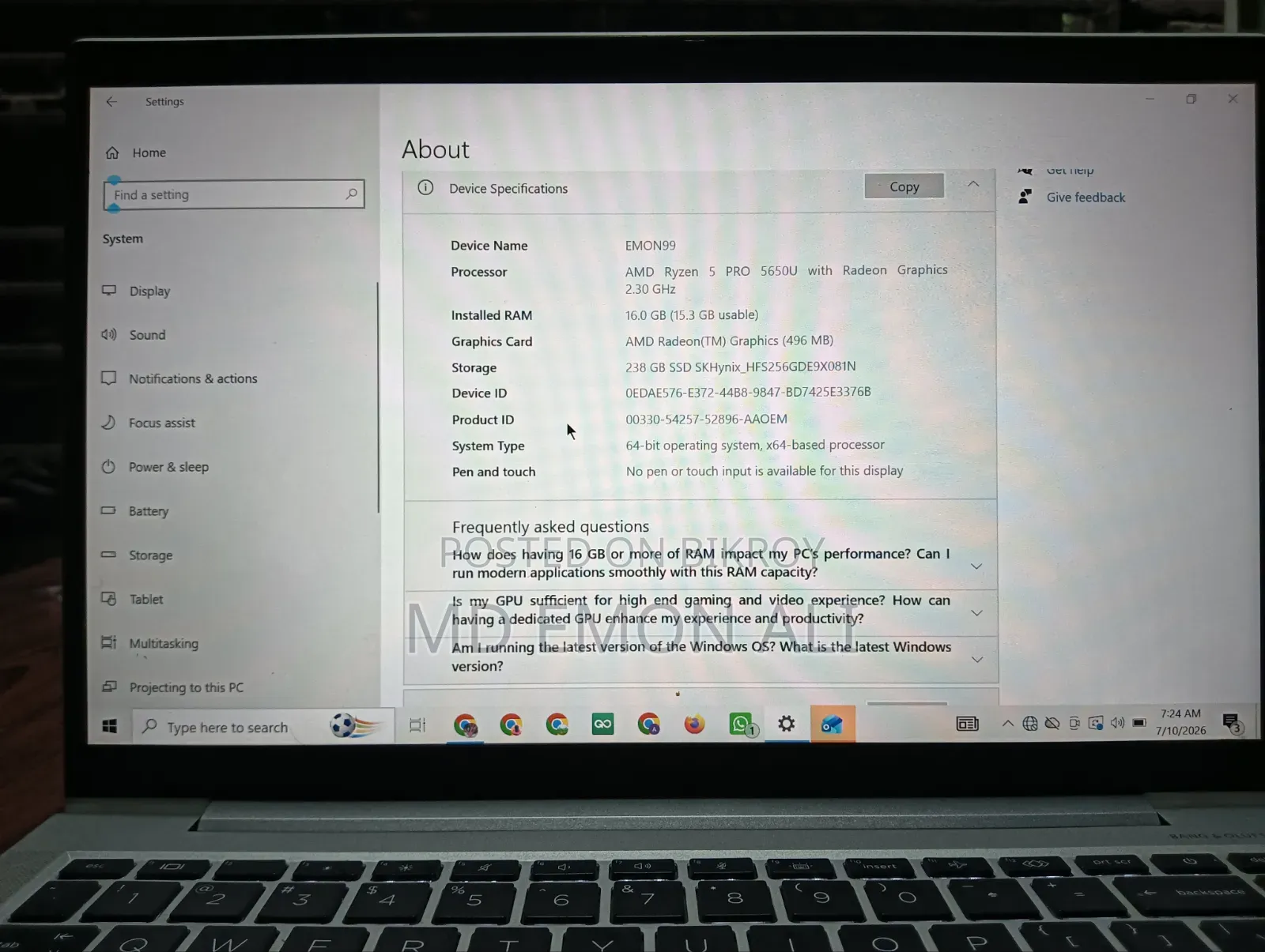 Laptop HP EliteBook 840 G8 16GB AMD SSD 256GB