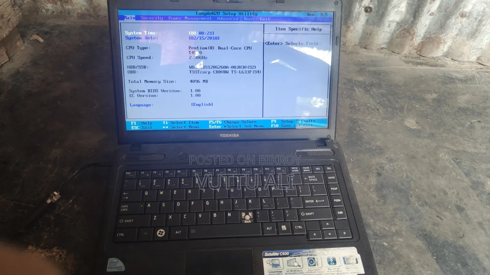 Laptop Toshiba Satellite C650 4GB Intel Core 2 Duo SSD 128GB