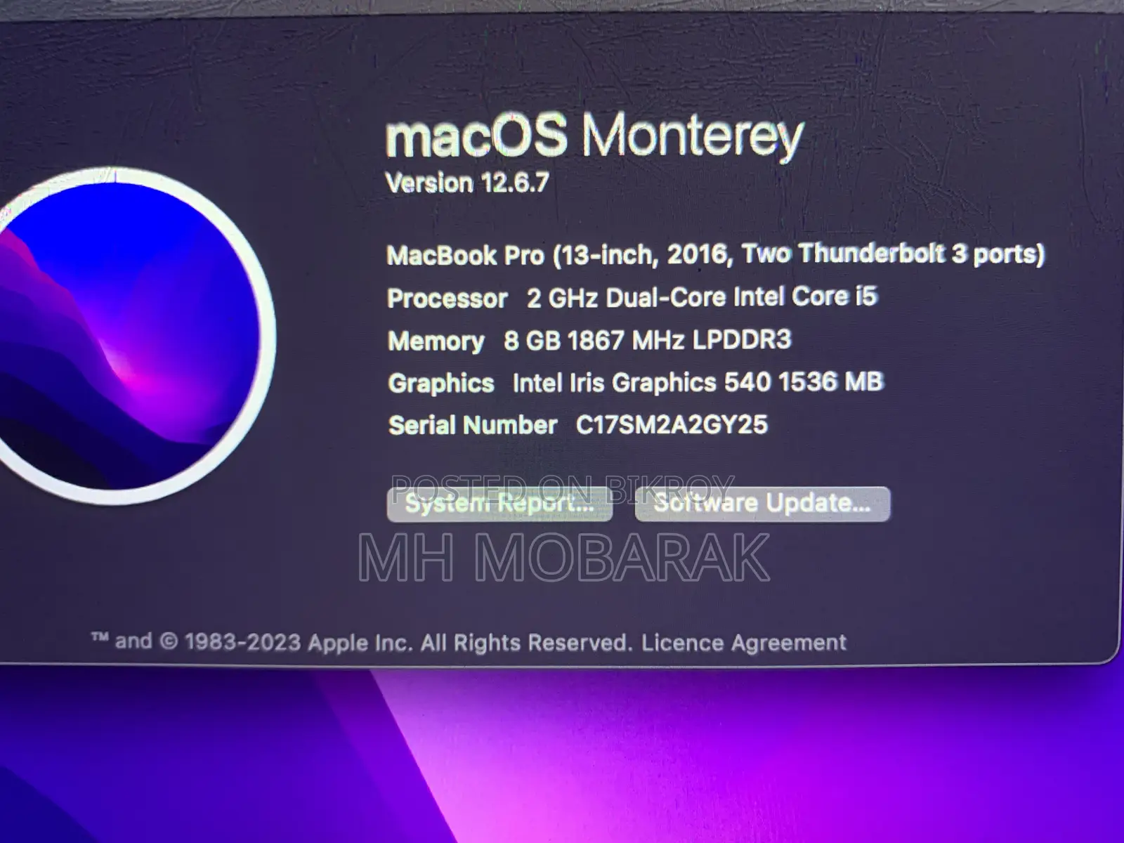 Laptop Apple MacBook Pro 2016 8GB Intel Core I5 SSD 256GB