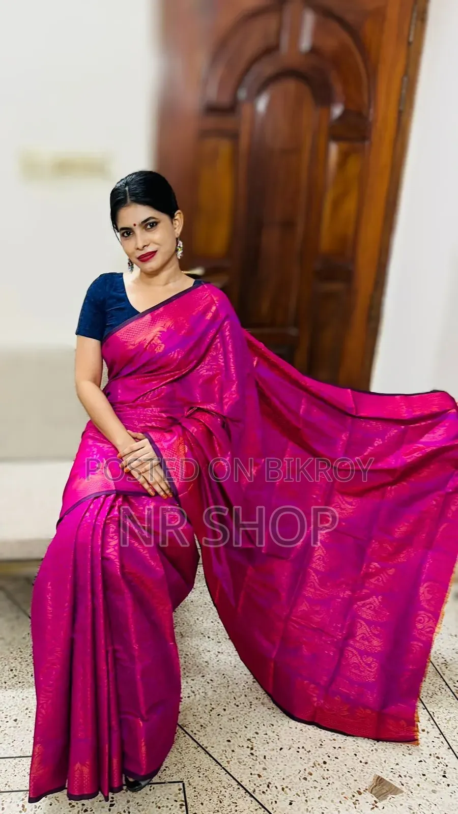 Original Sirajganj Silk Katan Saree with enchanting design.