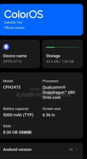 Oppo A77s 128 GB Orange