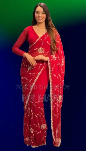  চিনিগুঁড়া জর্জেট সিকুয়েন্স এমব্রয়ডারি শাড়ি 