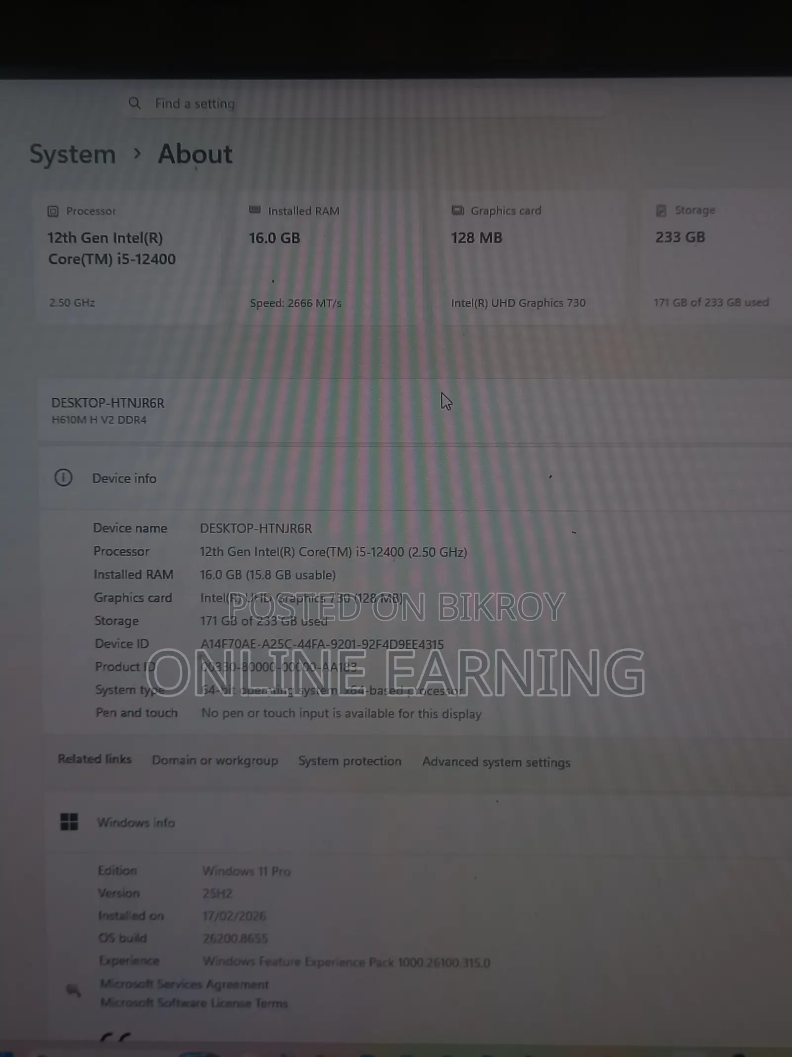 Desktop Computer Gigabyte 16GB Intel Core I5 SSD 256GB