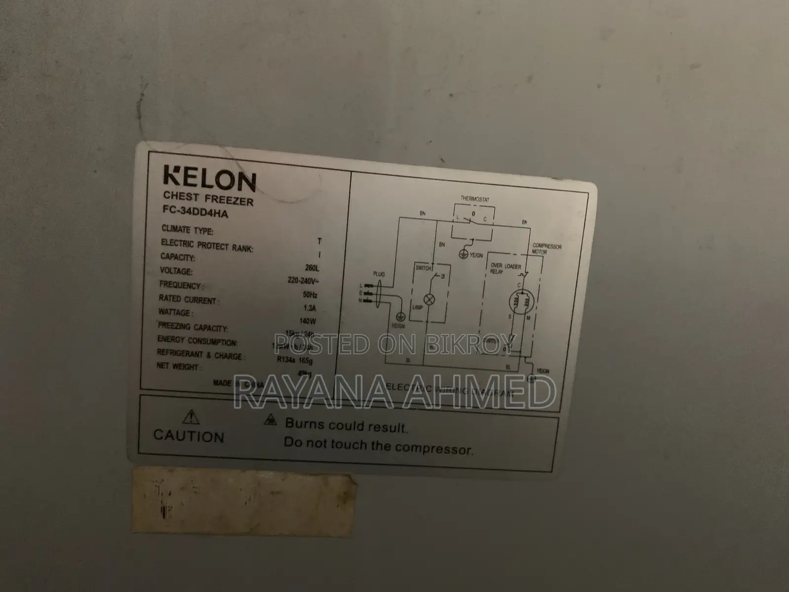Kelon 250l Chest Freezer for Model: Fc-34dd4ha