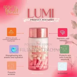 Beauty Vault Lumi 24h Glutathione - 60 Capsules 1 Box - Made in Japan