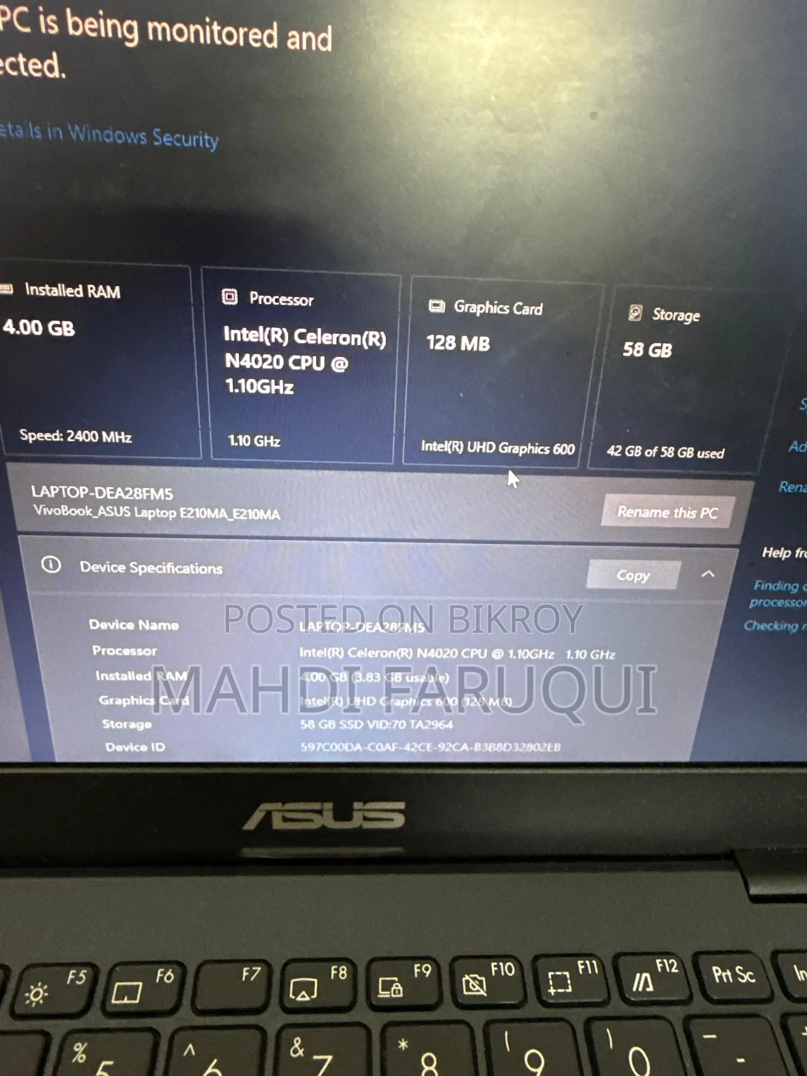ল্যাপটপ Asus Vivobook E410M 4GB Intel Celeron eMMC 60GB