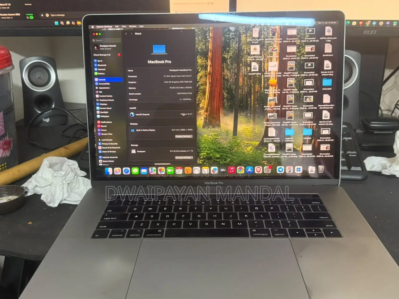 Laptop Apple MacBook Pro 2017 16GB Intel Core I7 SSD 1TB