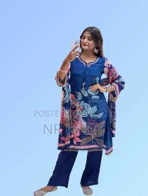 Digital Print Three Piece with Handwork