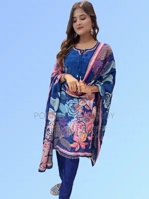 Digital Print Three Piece with Handwork